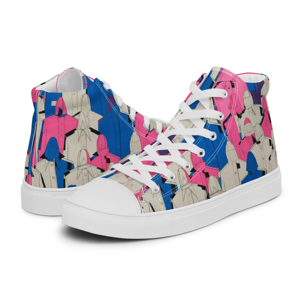 Neon Trench Choir on Women's High Top Canvas Shoes — Left