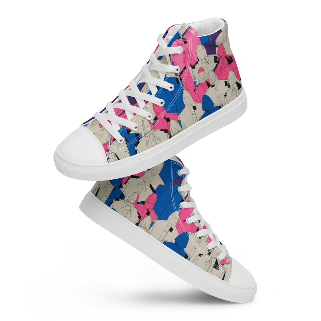 Neon Trench Choir on Women's High Top Canvas Shoes — Front