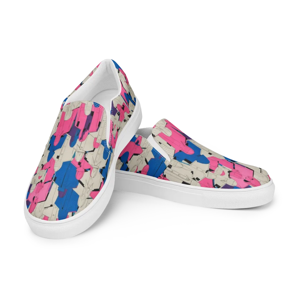 Neon Trench Choir on Men's Slip-On Canvas Shoes — Left Front