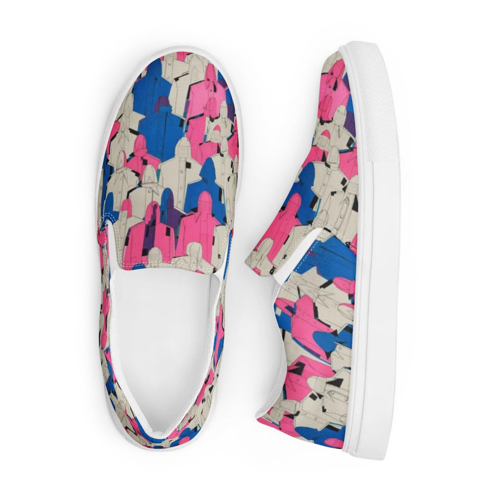 Neon Trench Choir on Men's Slip-On Canvas Shoes — Front