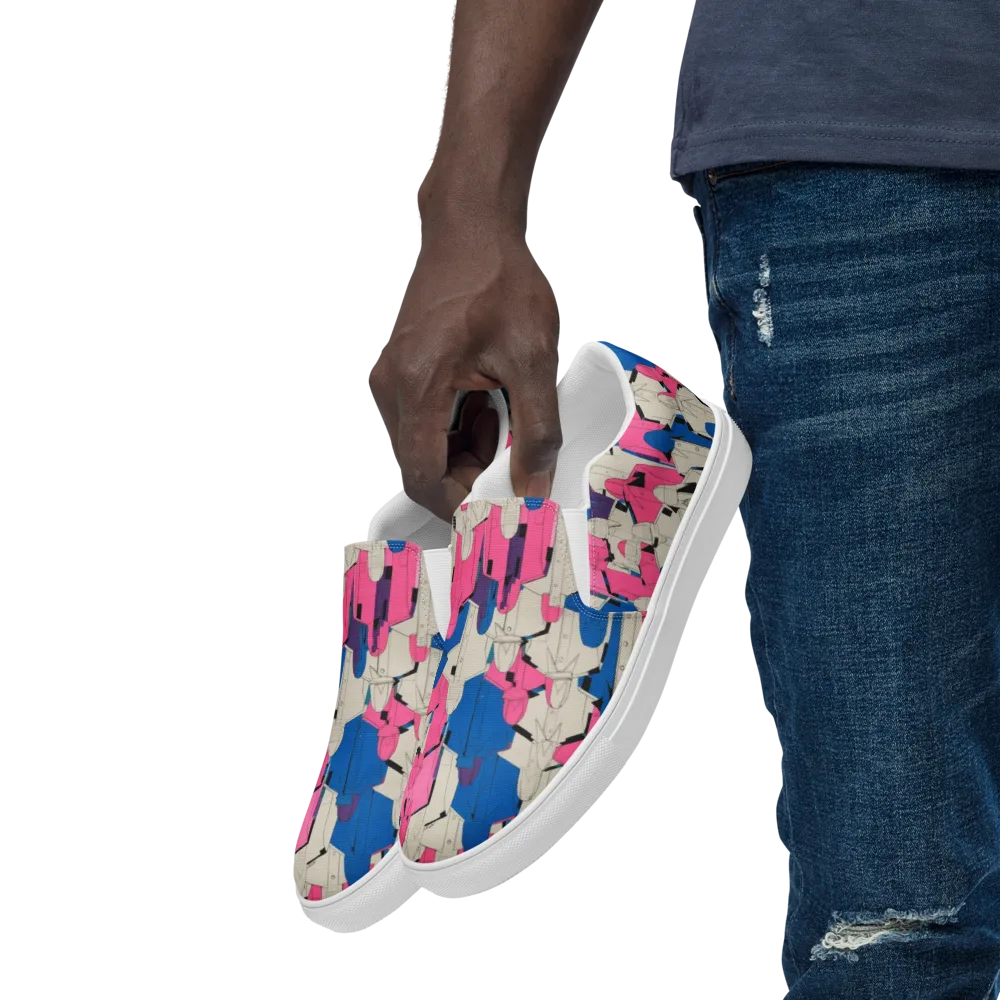 Neon Trench Choir on Men's Slip-On Canvas Shoes — Left Front