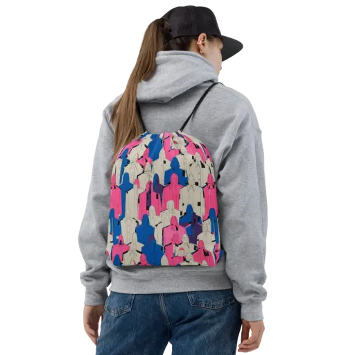 Neon Trench Choir on a Drawstring Bag
