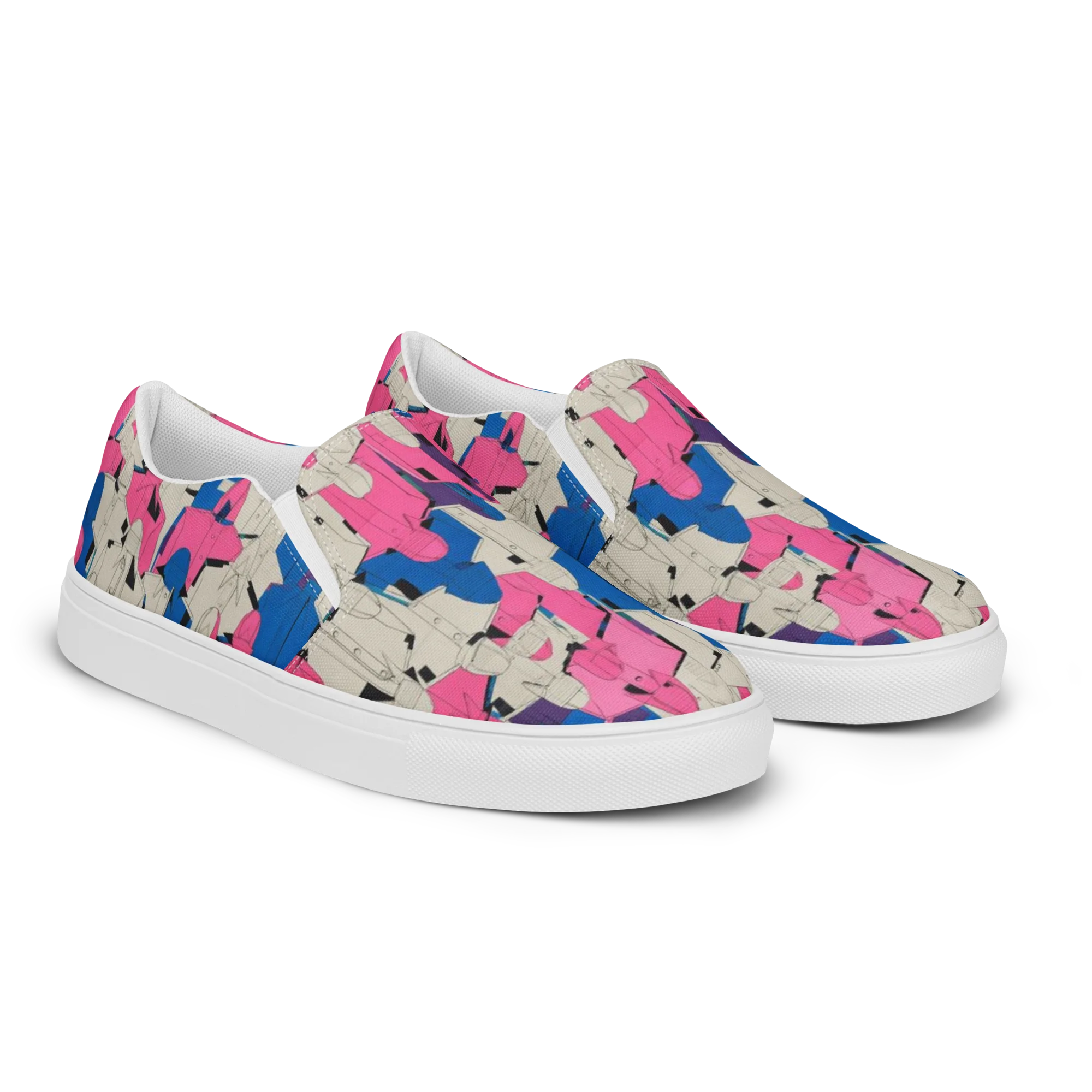 Neon Trench Choir on Women's Slip-On Canvas Shoes — Right Front