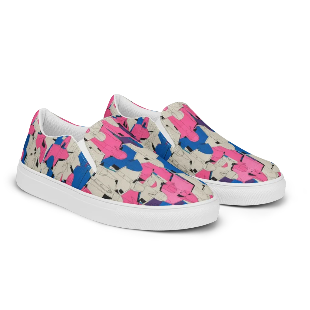 Neon Trench Choir on Women's Slip-On Canvas Shoes — Right Front