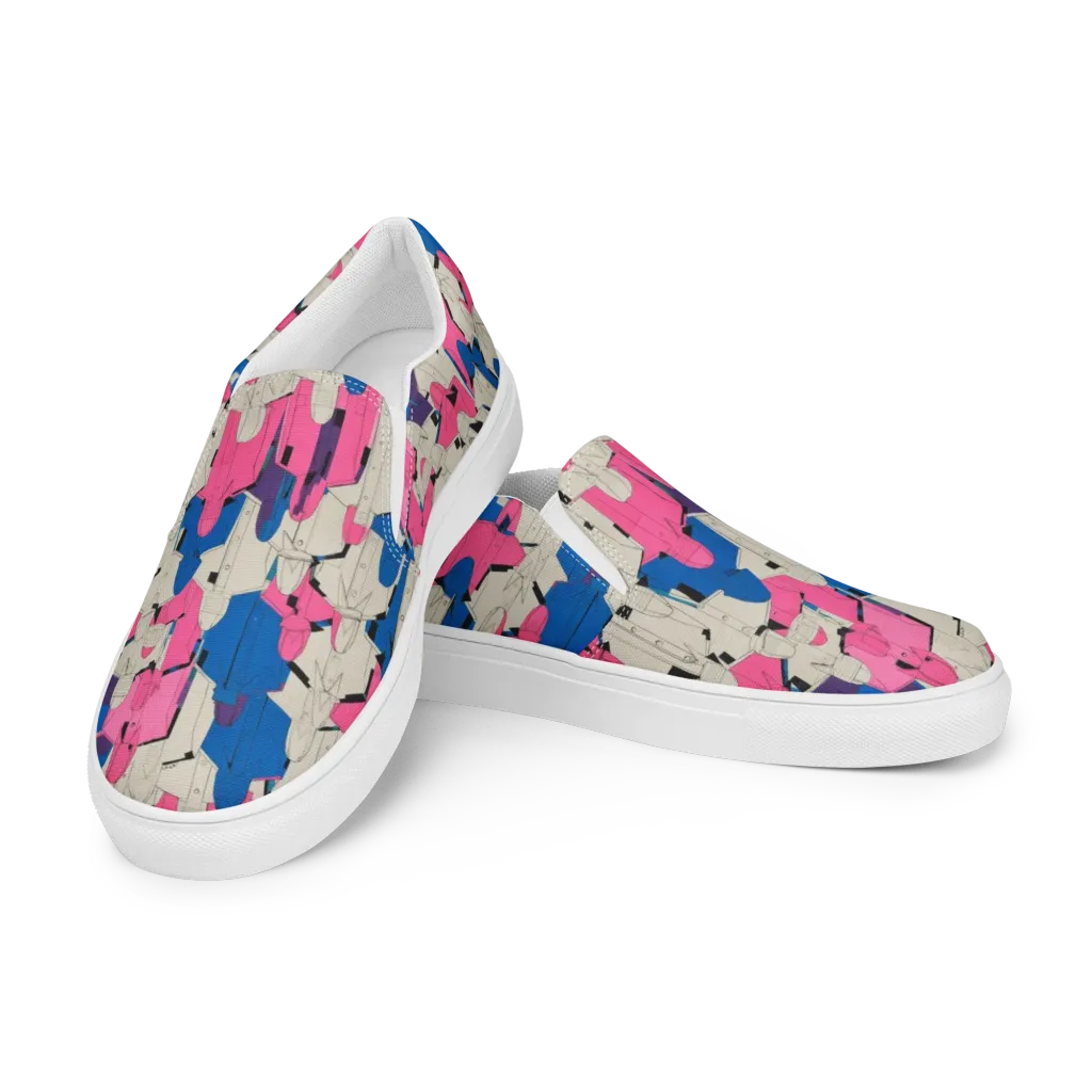 Neon Trench Choir on Women's Slip-On Canvas Shoes — Left Front