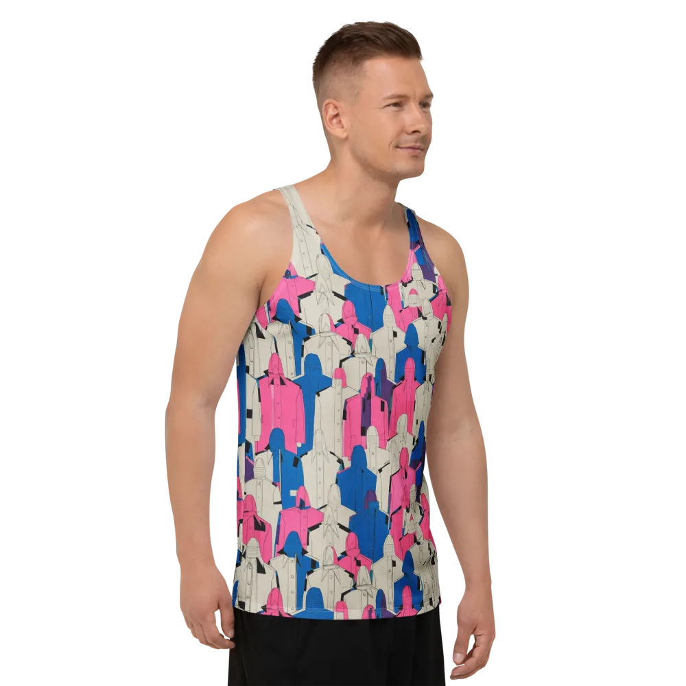 Neon Trench Choir on Men's Tank Top — Right Front