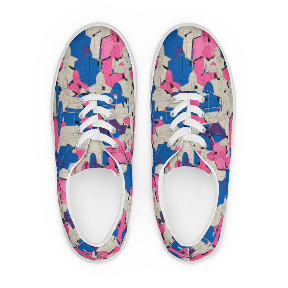 Neon Trench Choir on Men's Lace-Up Canvas Shoes — Front