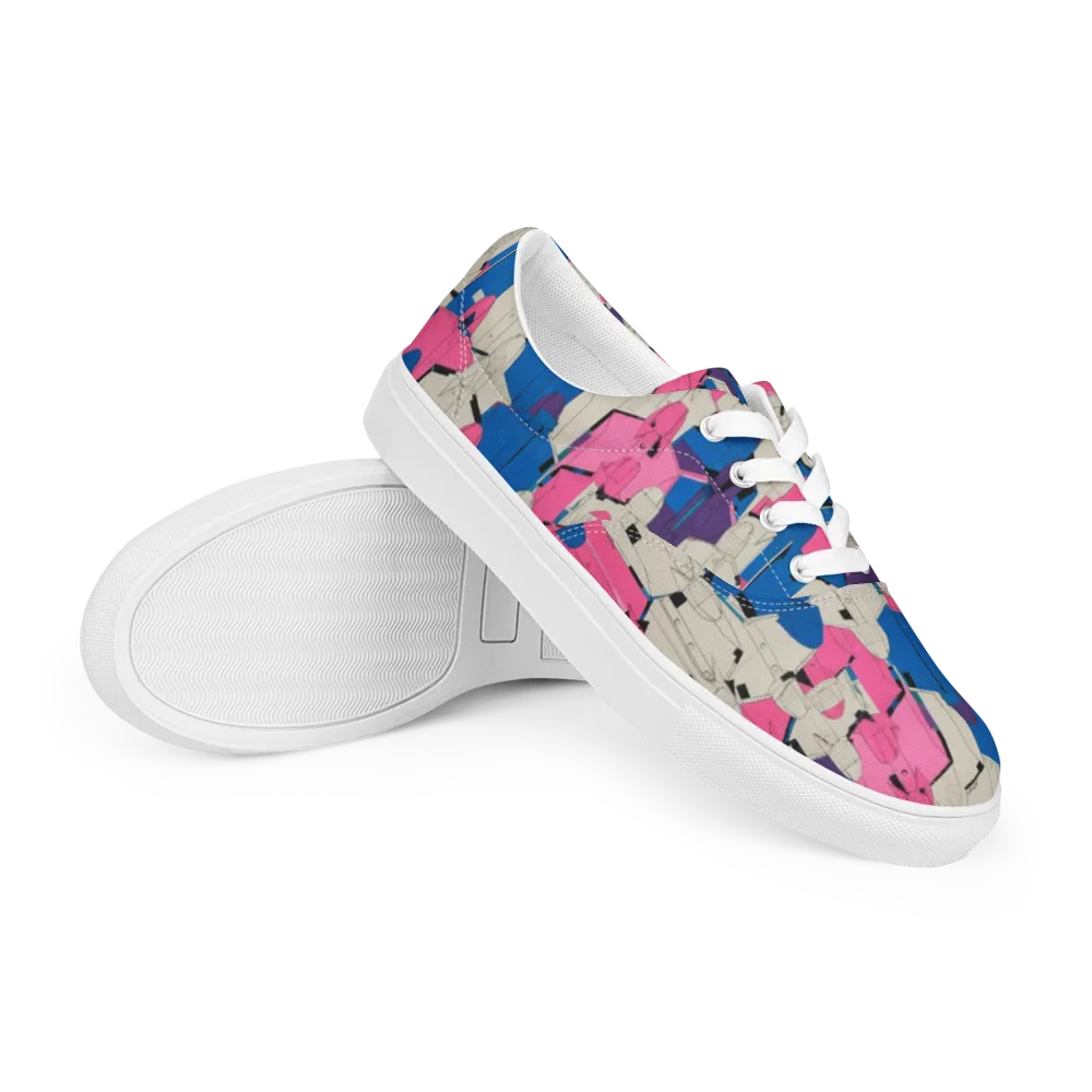 Neon Trench Choir on Men's Lace-Up Canvas Shoes — Right Front