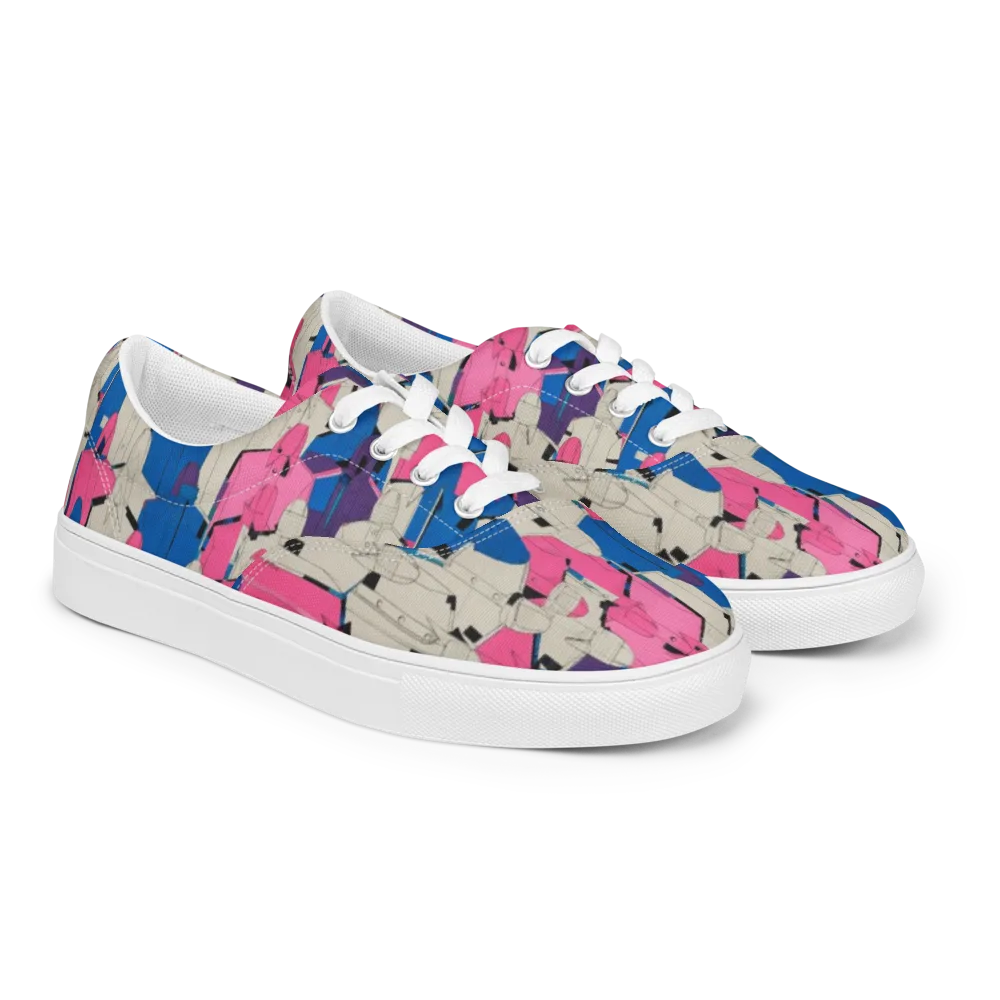 Neon Trench Choir on Men's Lace-Up Canvas Shoes — Right Front