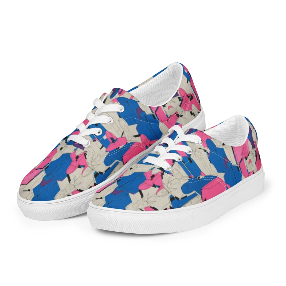 Neon Trench Choir on Men's Lace-Up Canvas Shoes — Left Front