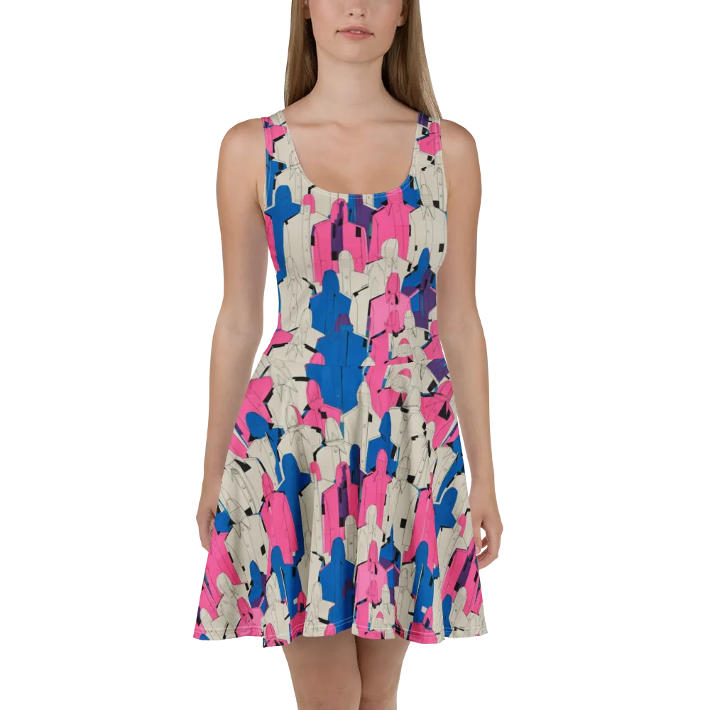 Neon Trench Choir on Skater Dress — Front