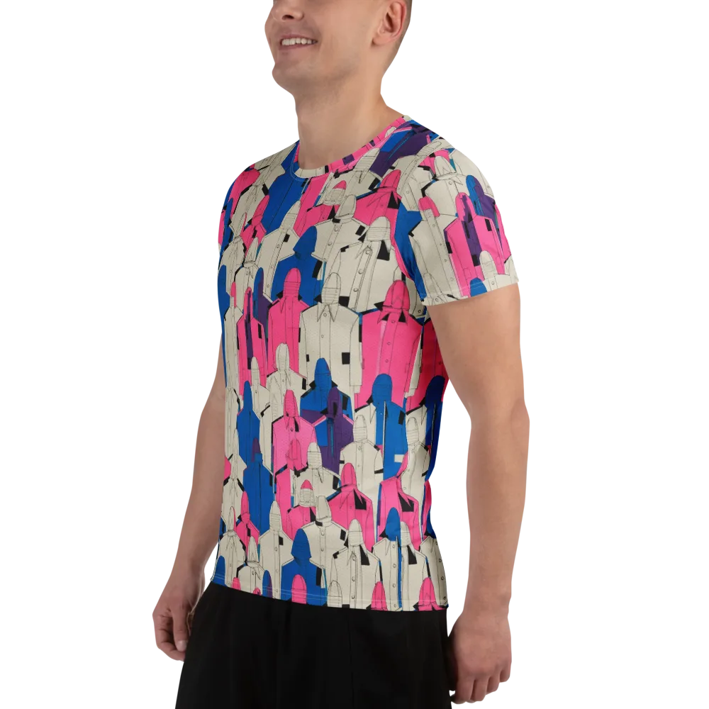 Neon Trench Choir on Men's Athletic T-Shirt — Left