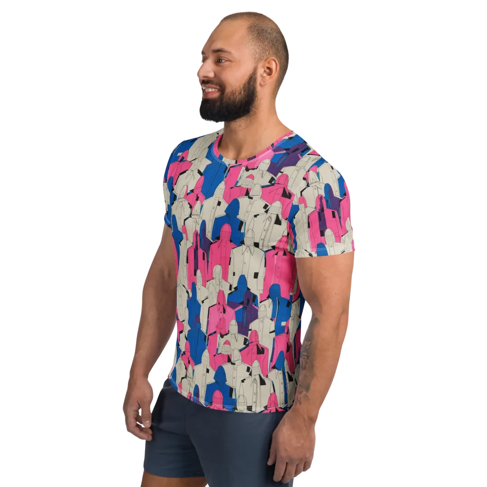Neon Trench Choir on Men's Athletic T-Shirt — Left