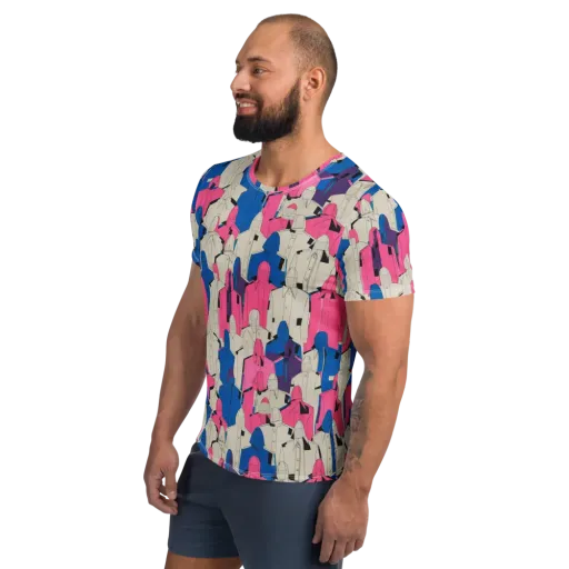 Neon Trench Choir on a Men's Athletic T-Shirt