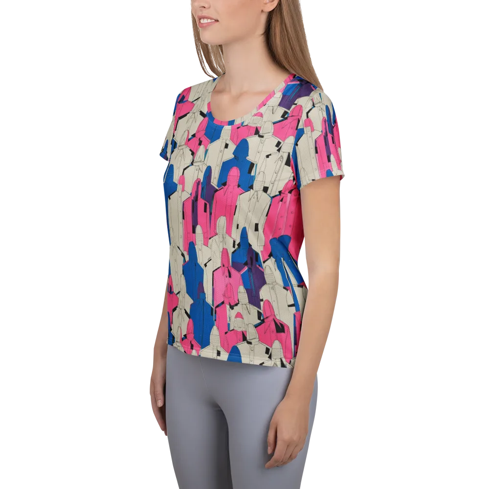 Neon Trench Choir on Women's Athletic T-Shirt — Left