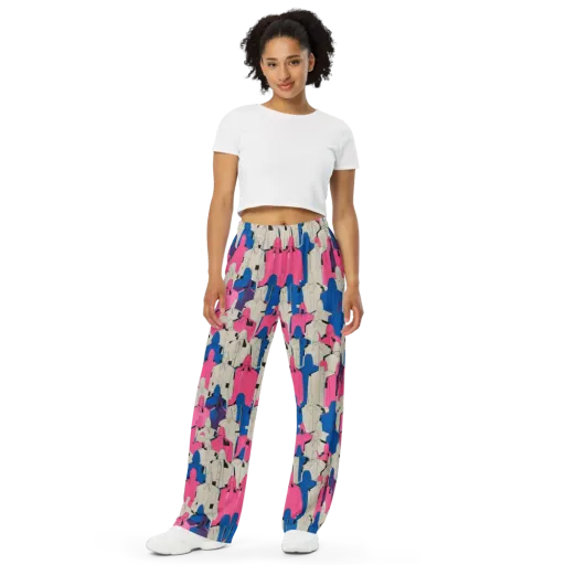 Neon Trench Choir on a Wide-Leg Pants