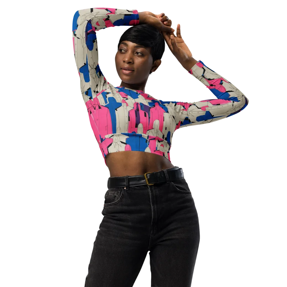 Neon Trench Choir on Long Sleeve Crop Top — Front