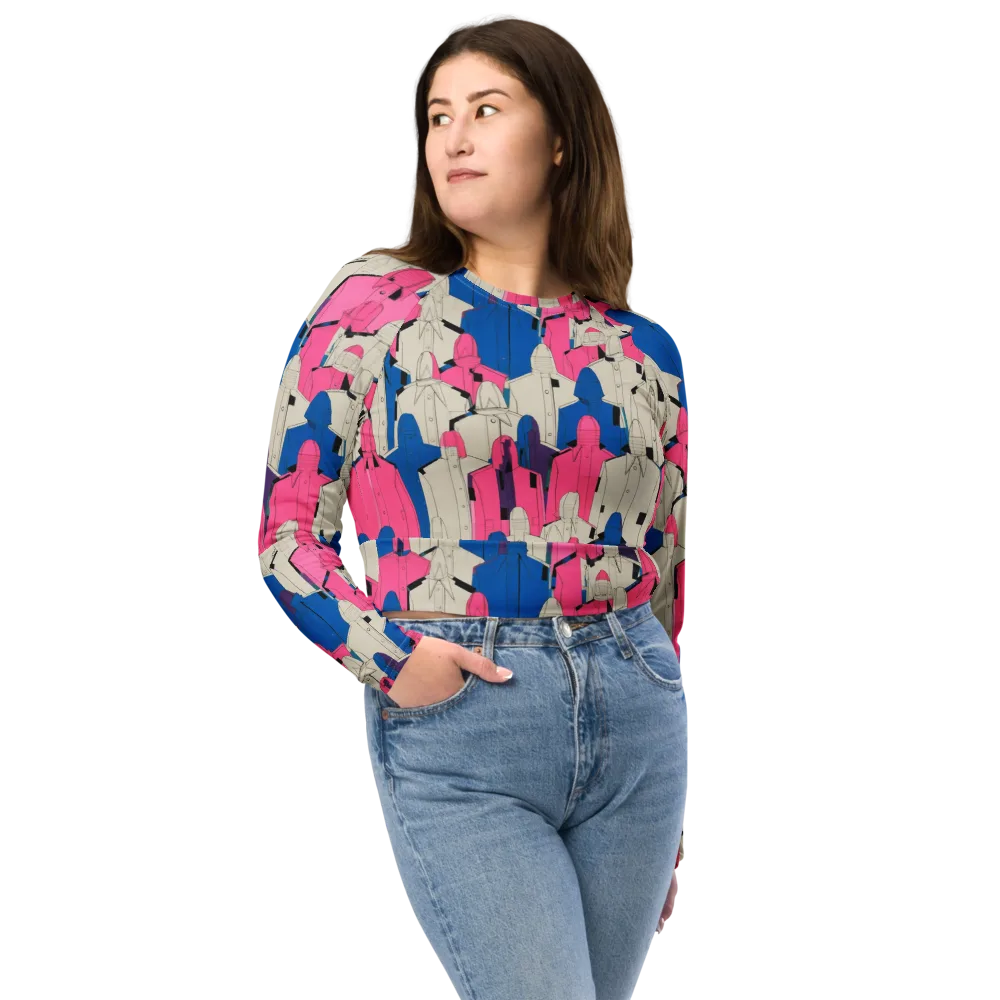 Neon Trench Choir on Long Sleeve Crop Top — Front