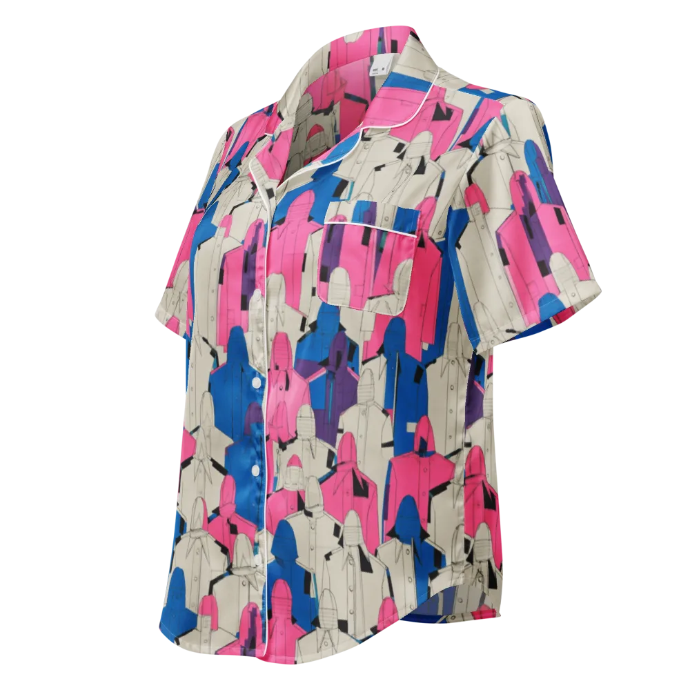 Neon Trench Choir on Women's Short Sleeve Pajama Top — Left Front