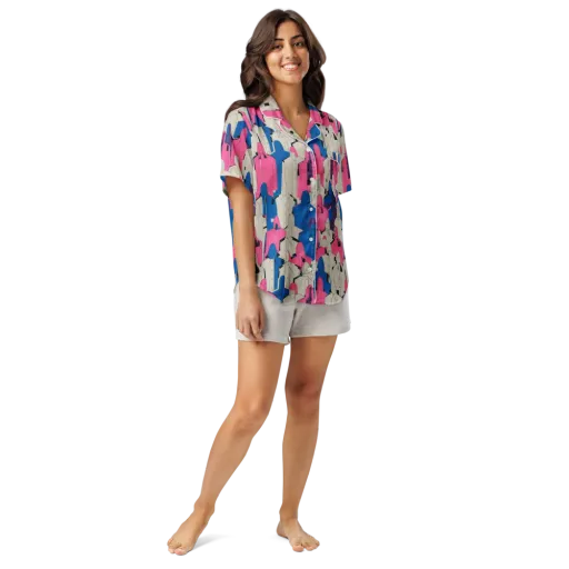 Neon Trench Choir on a Women's Short Sleeve Pajama Top