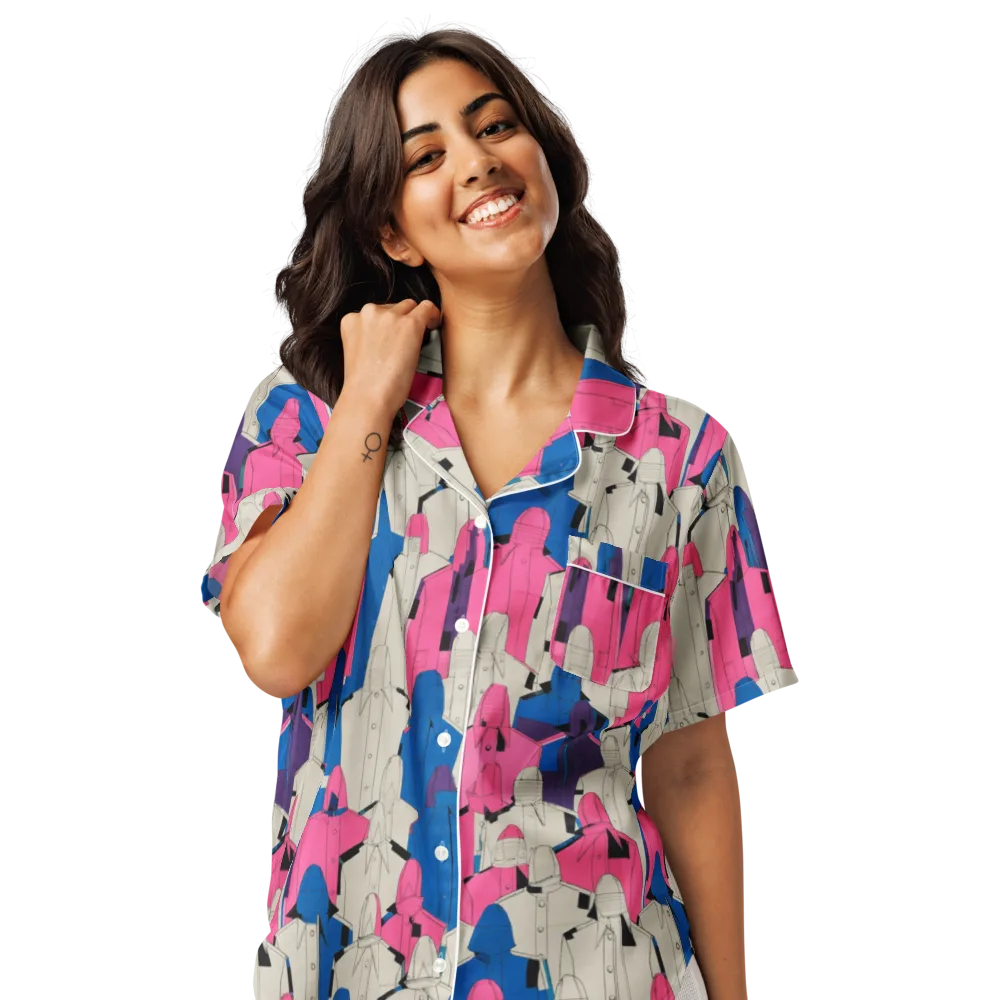 Neon Trench Choir on Women's Short Sleeve Pajama Top — Front