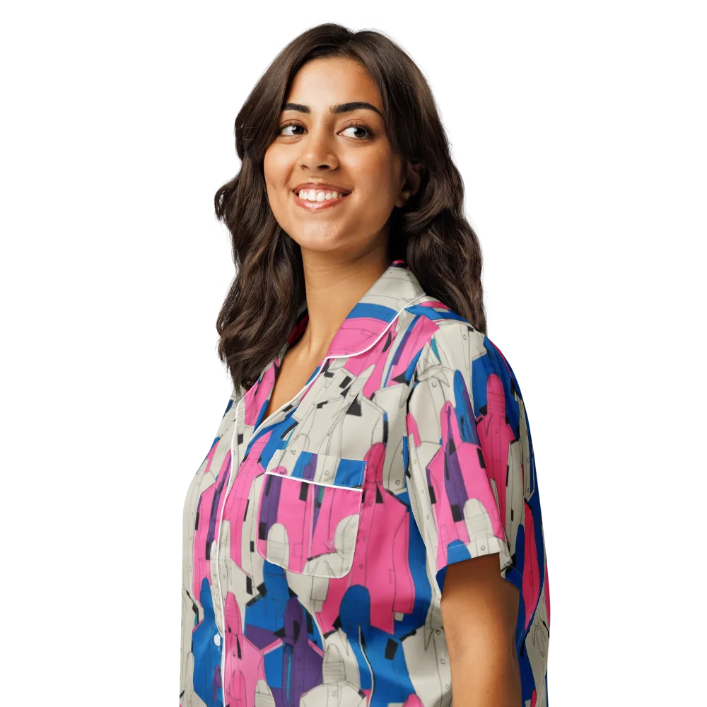 Neon Trench Choir on Women's Short Sleeve Pajama Top — Left Front