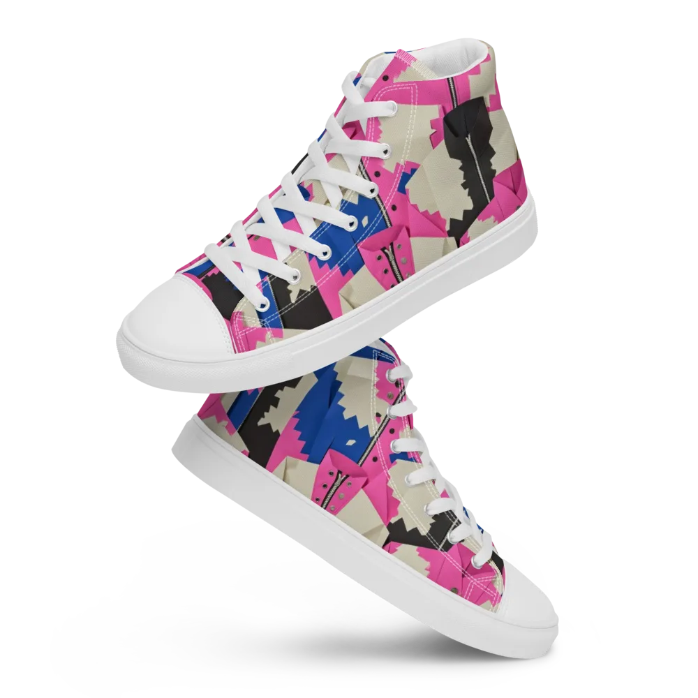 Zipper Voltage on Men's High Top Canvas Shoes — Front
