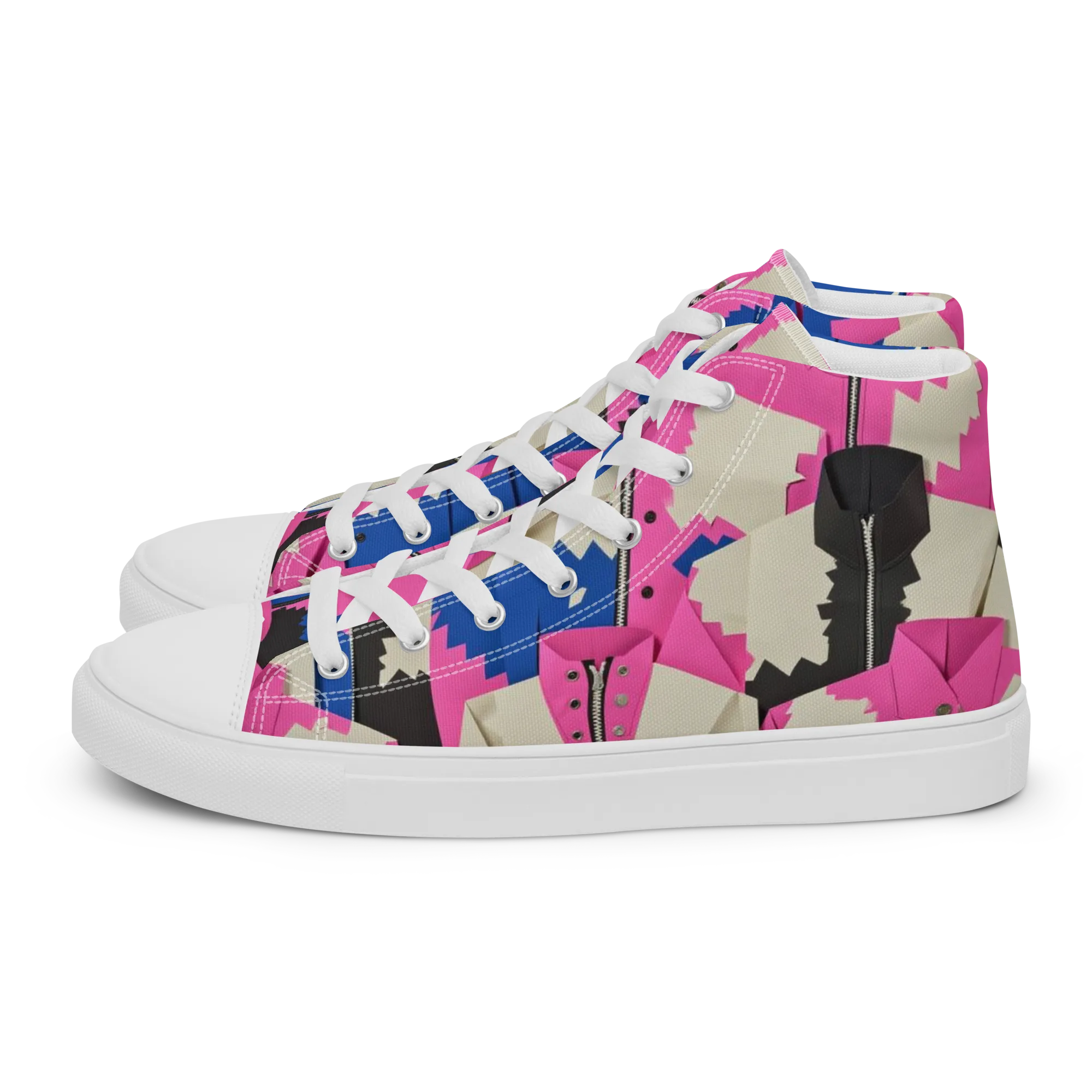 Zipper Voltage on Women's High Top Canvas Shoes — Left