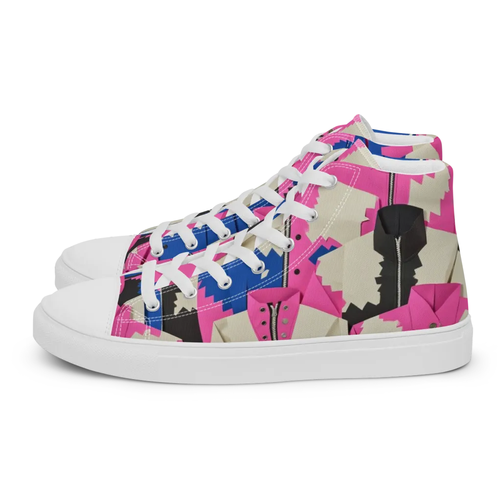 Zipper Voltage on Women's High Top Canvas Shoes — Left
