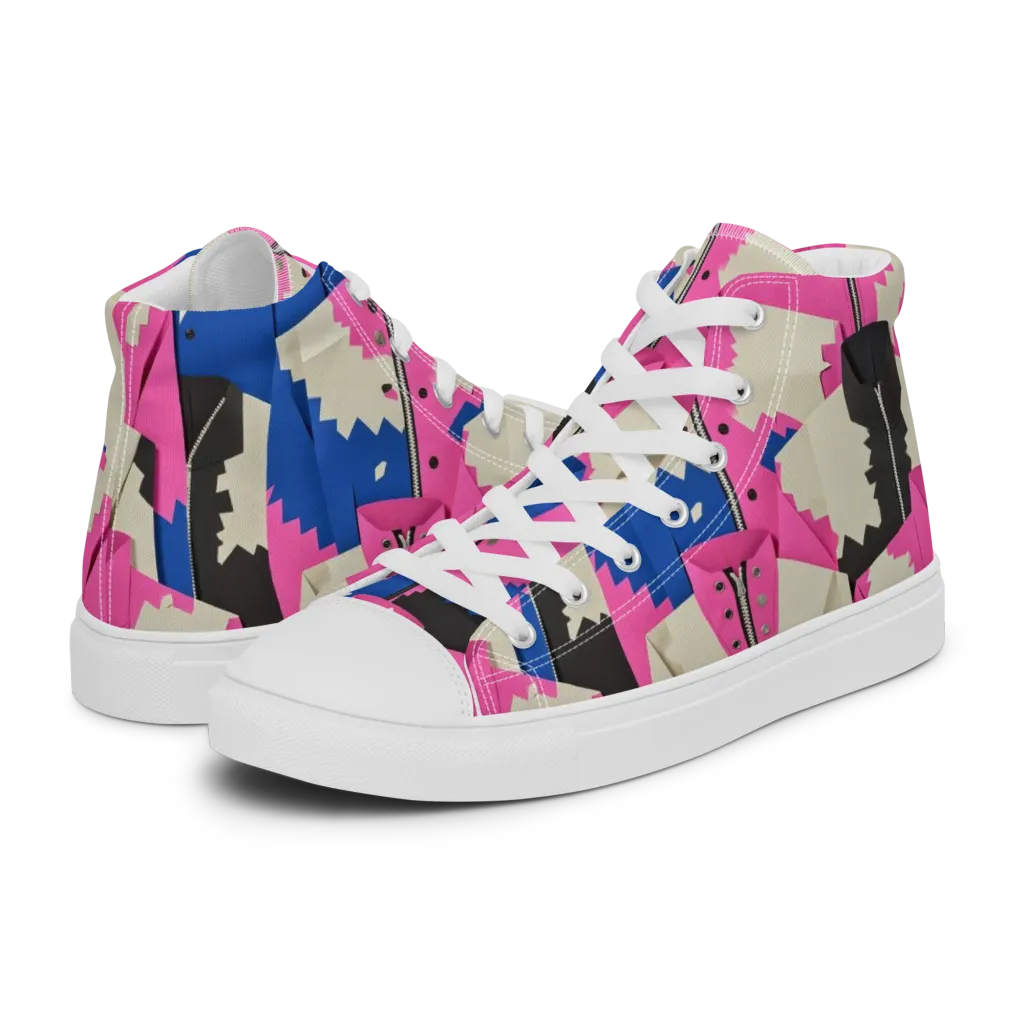 Zipper Voltage on Women's High Top Canvas Shoes — Left
