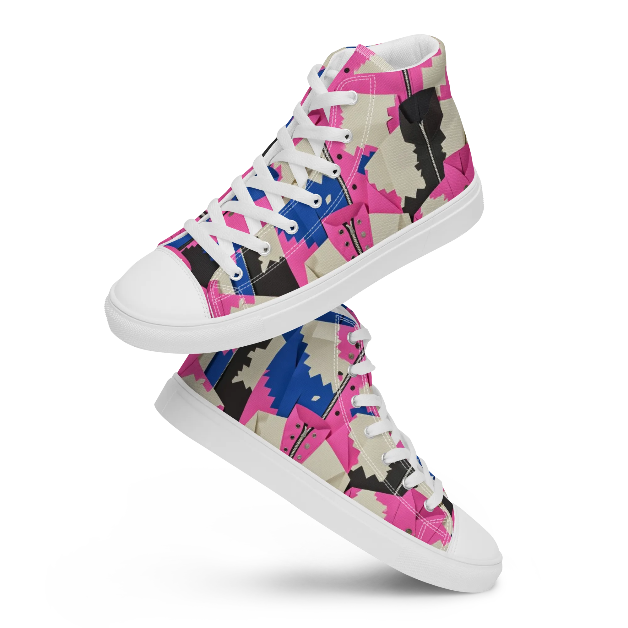 Zipper Voltage on Women's High Top Canvas Shoes — Front