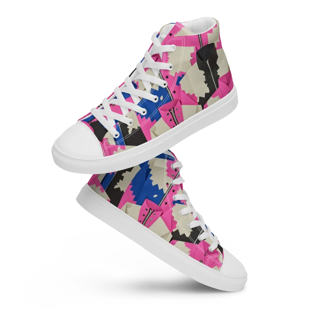 Zipper Voltage on Women's High Top Canvas Shoes — Front