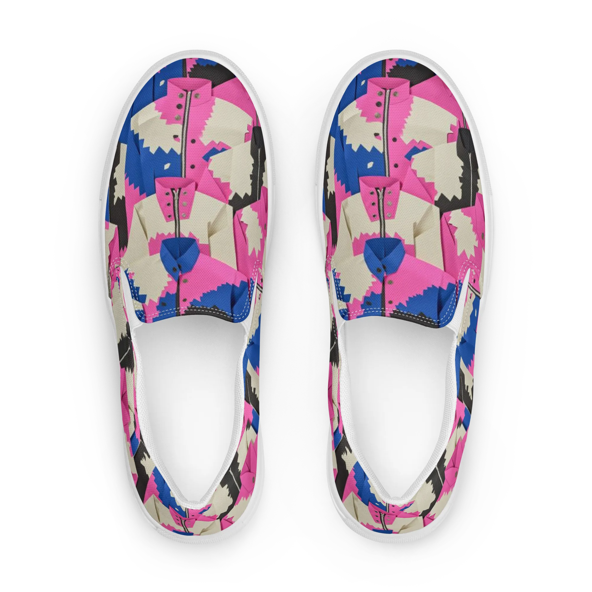 Zipper Voltage on Women's Slip-On Canvas Shoes — Front