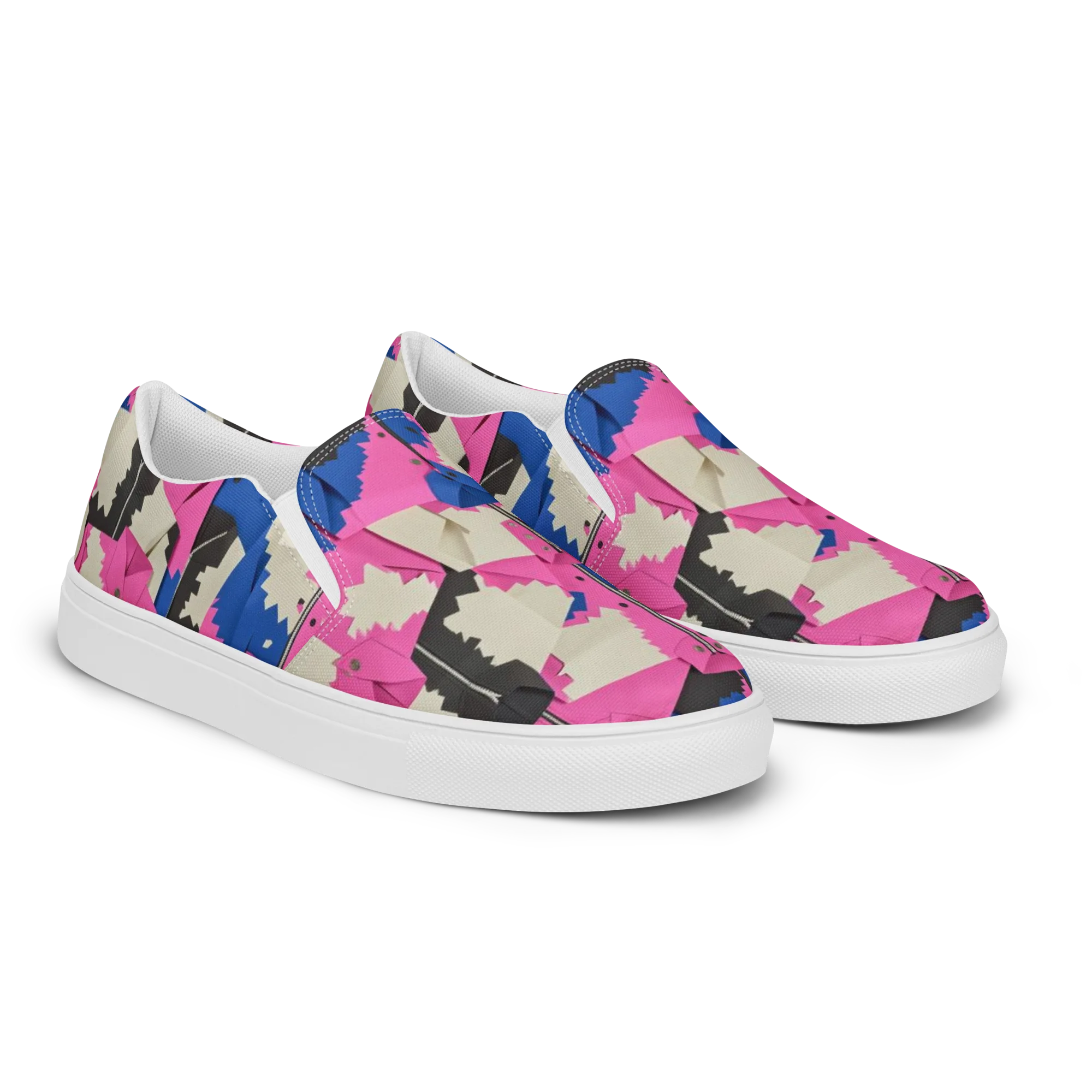 Zipper Voltage on Women's Slip-On Canvas Shoes — Right Front