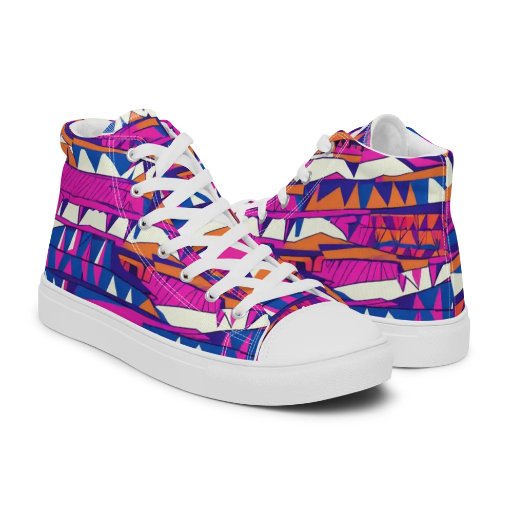 Neon Canyon on Men's High Top Canvas Shoes — Right
