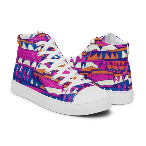 Neon Canyon on a Men's High Top Canvas Shoes