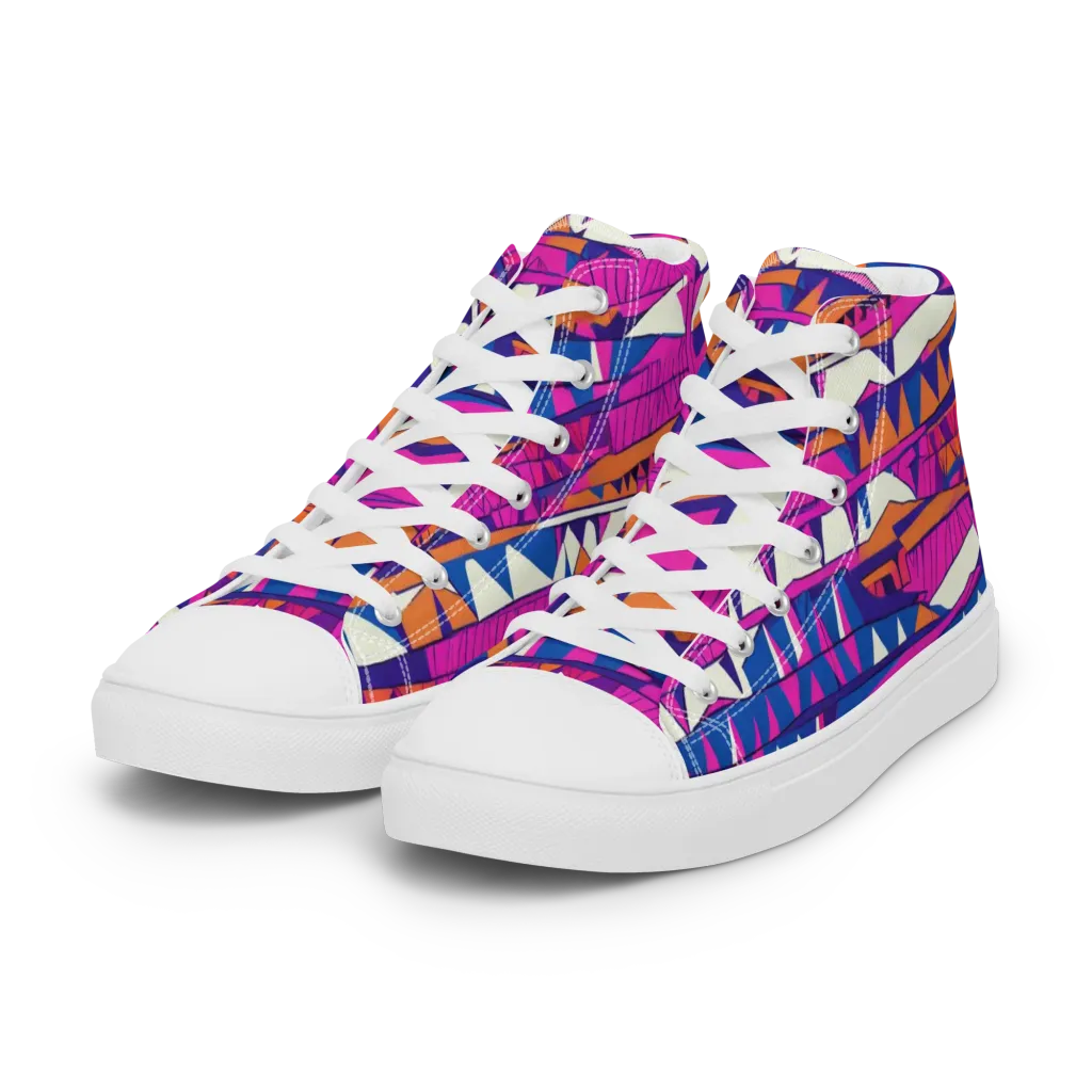 Neon Canyon on Women's High Top Canvas Shoes — Left Front