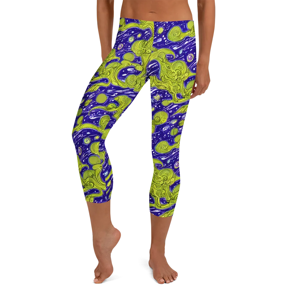Lime Current on Capri Leggings — Front