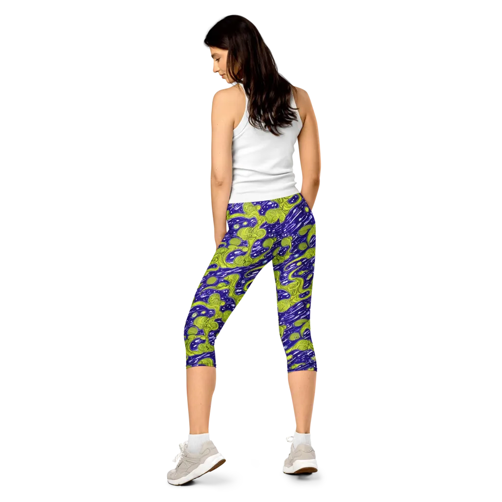 Lime Current on Capri Leggings — Back