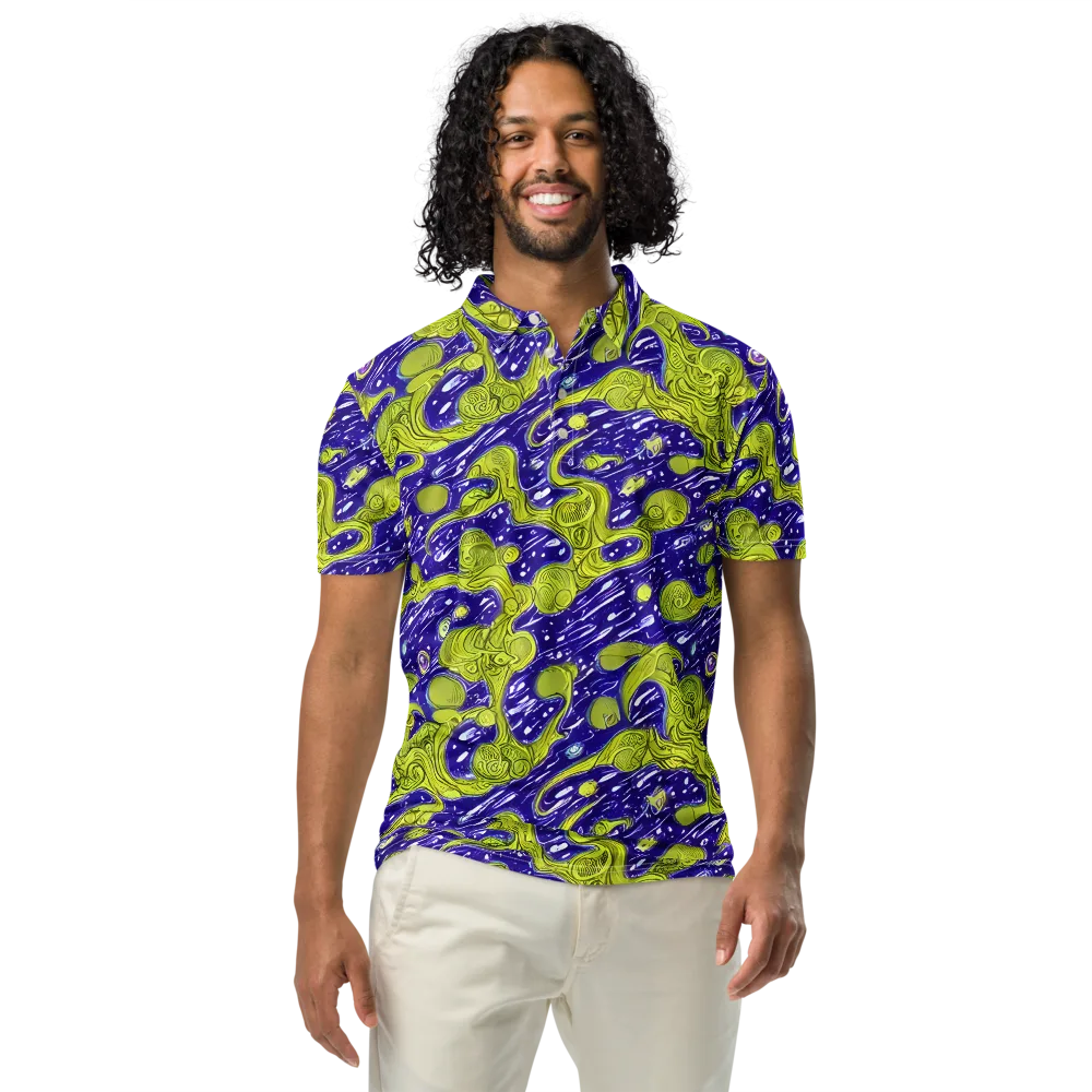 Lime Current on Men's Slim Fit Polo Shirt — Front