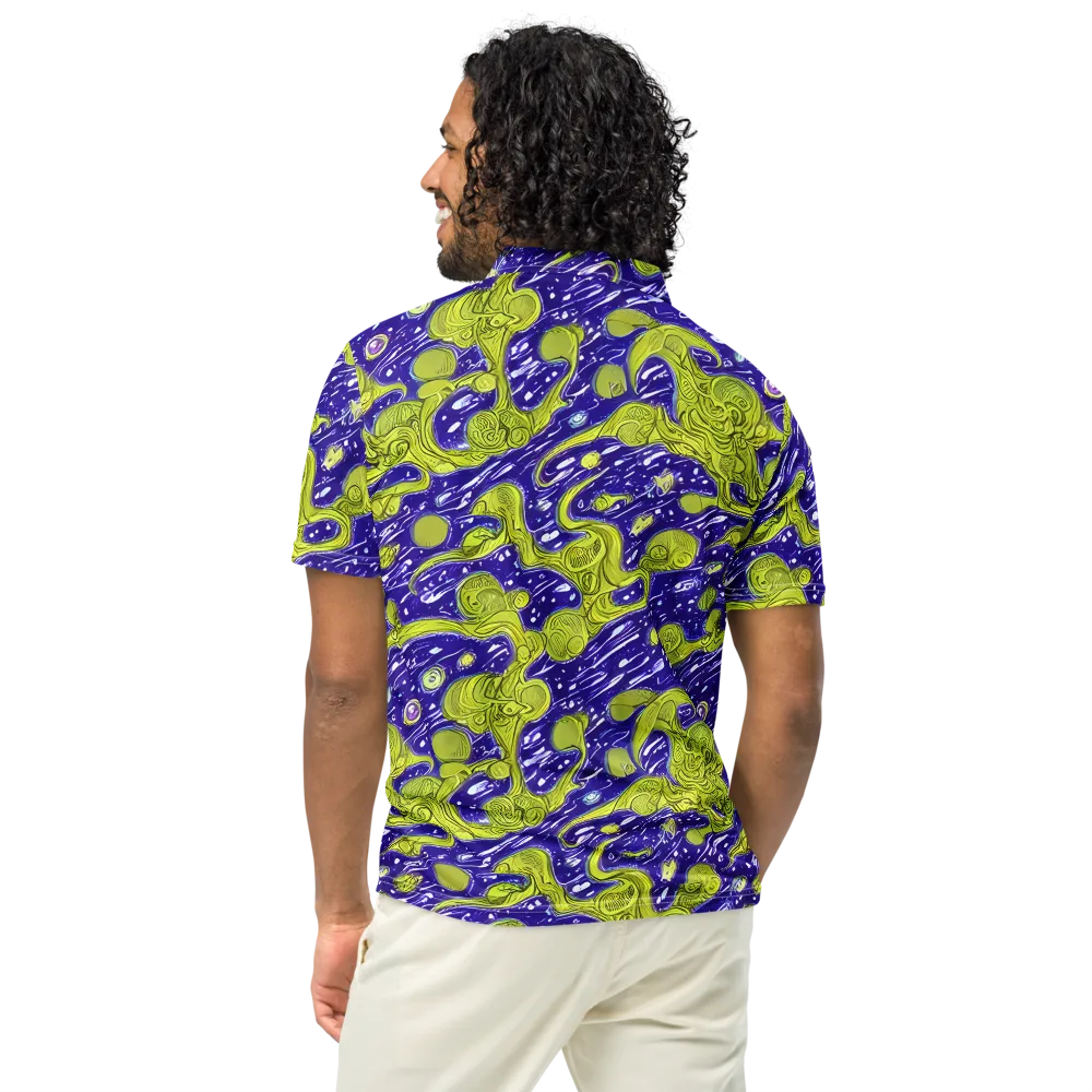 Lime Current on Men's Slim Fit Polo Shirt — Back