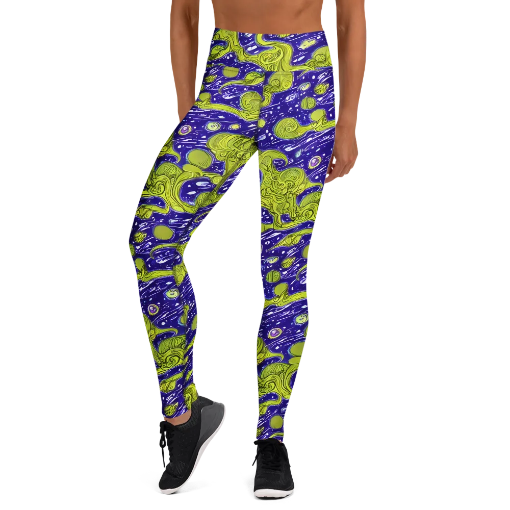 Lime Current on Yoga Leggings — Front
