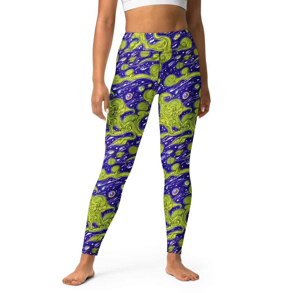 Lime Current on Yoga Leggings — Front