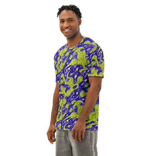 Lime Current on a Men's Cotton Crew Neck T-Shirt