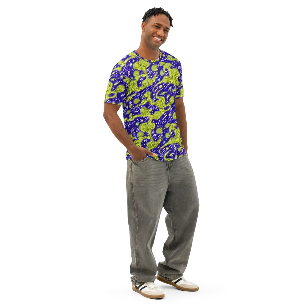 Lime Current on Men's Cotton Crew Neck T-Shirt — Right Front