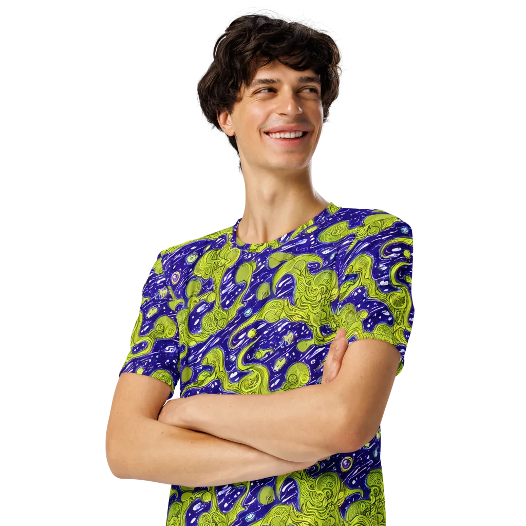 Lime Current on Men's Crew Neck T-Shirt — Left Front