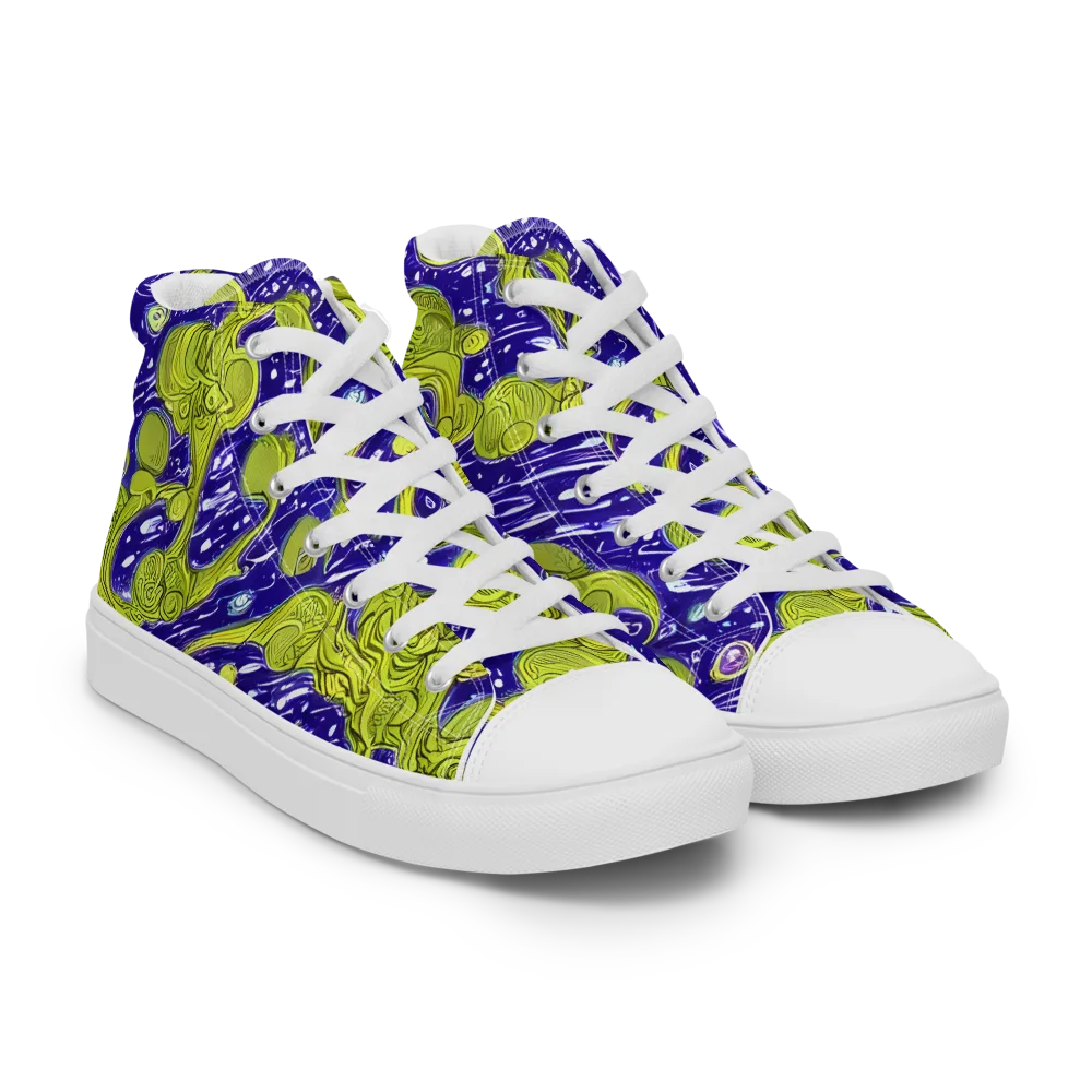 Lime Current on Men's High Top Canvas Shoes — Right Front