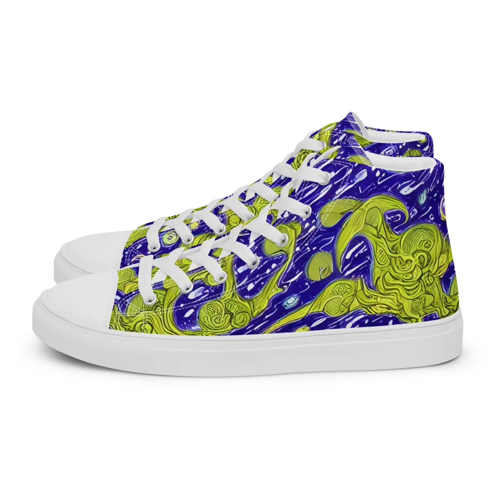 Lime Current on Men's High Top Canvas Shoes — Left