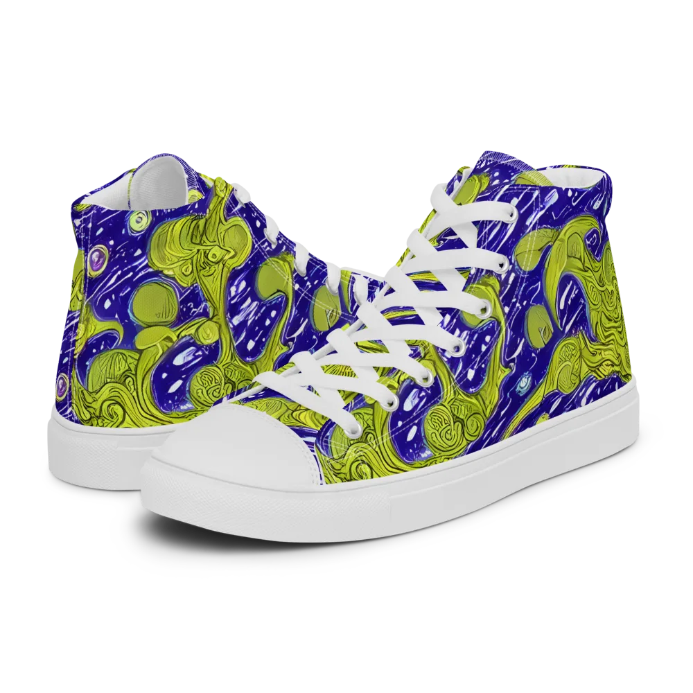 Lime Current on Men's High Top Canvas Shoes — Left