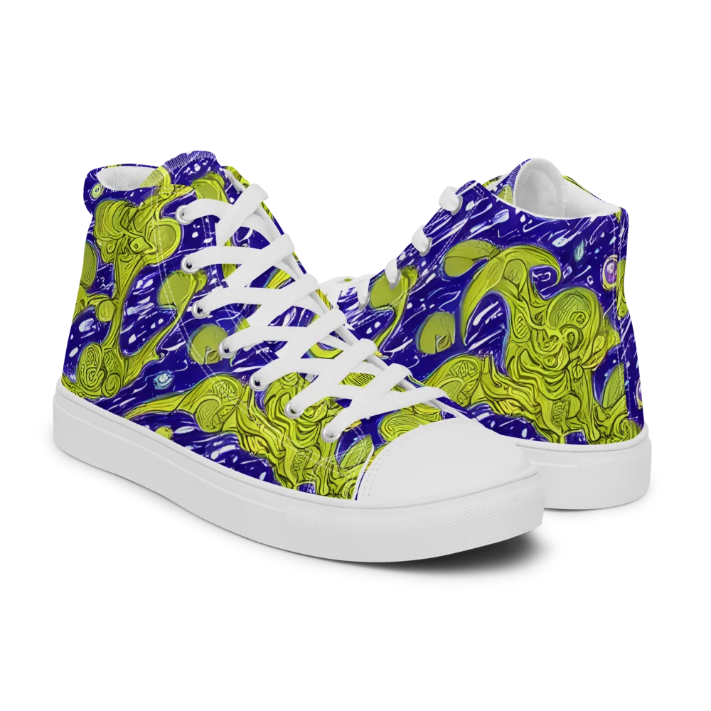 Lime Current on Men's High Top Canvas Shoes — Right